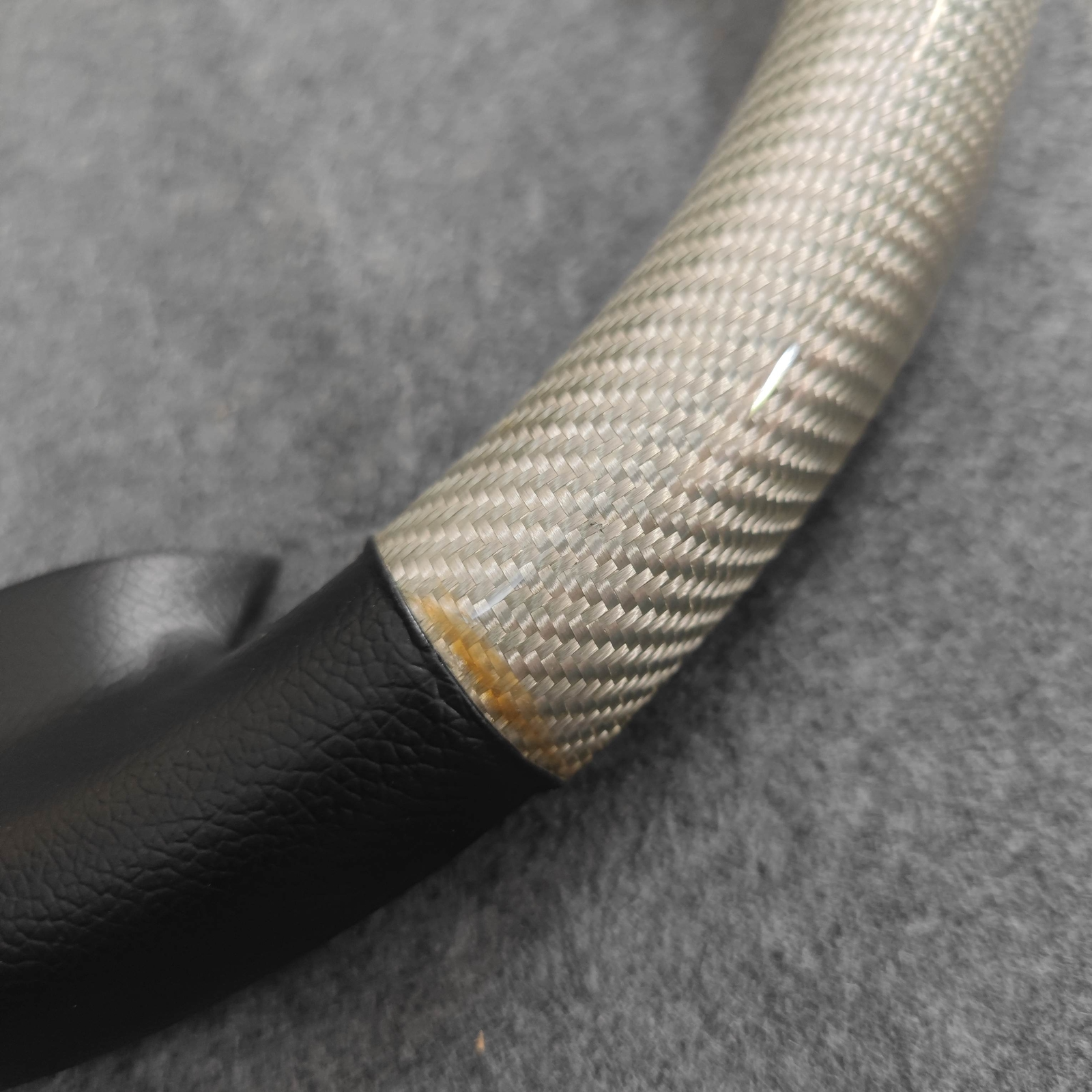 Silver Carbon fiber with genuine leather steering wheel cover for mazda m3 06up